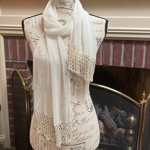 Beaded pearl sheer scarf
